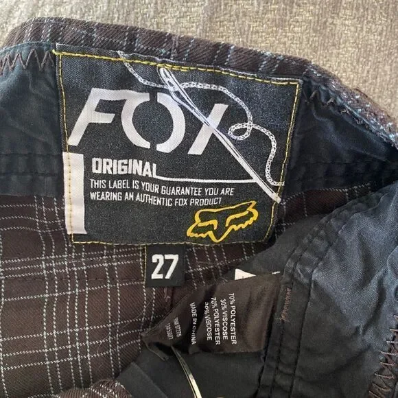 Fox Original Men's Plaid Black/Blue Shorts Size 27 - Picture 4 of 10